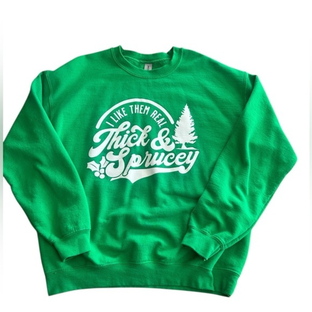 Gildan Thick & Sprucey Long Sleeve Crewneck Sweatshirt - Womens Medium Green